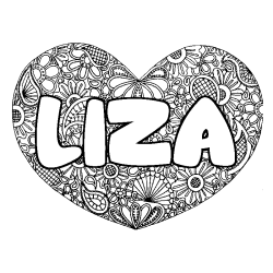 Coloración del nombre LIZA - decorado mandala de corazón