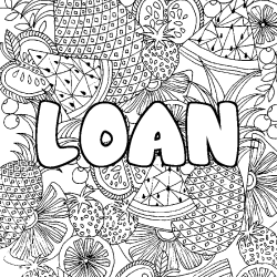 Dibujo para colorear LOAN - decorado mandala de frutas