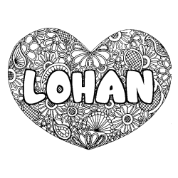 Coloración del nombre LOHAN - decorado mandala de corazón