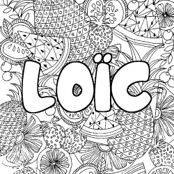 Coloración del nombre LOÏC - decorado mandala de frutas