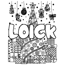 Coloración del nombre LOICK - decorado árbol de Navidad y regalos