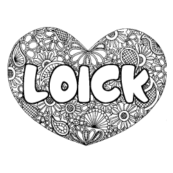 Coloración del nombre LOICK - decorado mandala de corazón