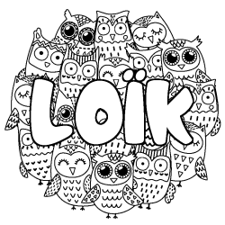 Coloración del nombre LOÏK - decorado búhos