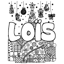 Coloración del nombre LOÏS - decorado árbol de Navidad y regalos