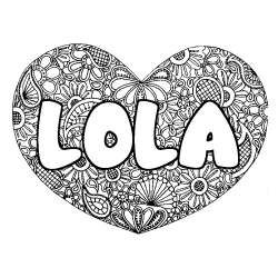 Dibujo para colorear LOLA - decorado mandala de coraz&oacute;n