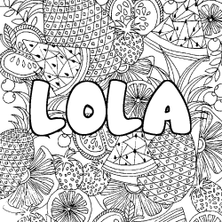 Coloración del nombre LOLA - decorado mandala de frutas