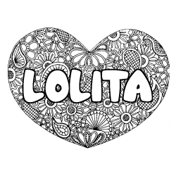 Dibujo para colorear LOLITA - decorado mandala de coraz&oacute;n