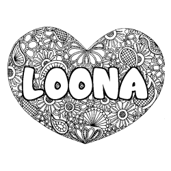 Coloración del nombre LOONA - decorado mandala de corazón