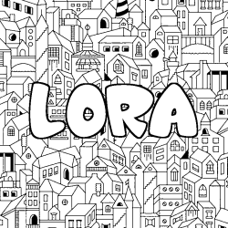 Coloración del nombre LORA - decorado ciudad