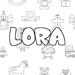 Dibujo para colorear LORA - decorado juguetes