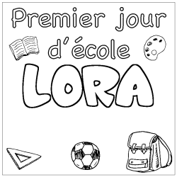 Dibujo para colorear LORA - decorado primer d&iacute;a de escuela