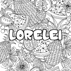 Coloración del nombre LORELEI - decorado mandala de frutas