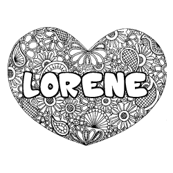 Coloración del nombre LORENE - decorado mandala de corazón