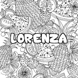 Coloración del nombre LORENZA - decorado mandala de frutas