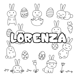 Coloración del nombre LORENZA - decorado Pascua