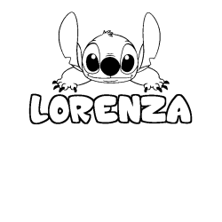 Coloración del nombre LORENZA - decorado Stitch