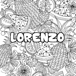 Coloración del nombre LORENZO - decorado mandala de frutas