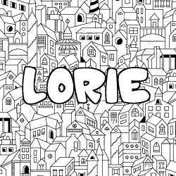 Dibujo para colorear LORIE - decorado ciudad