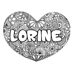 Coloración del nombre LORINE - decorado mandala de corazón