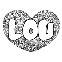 Dibujo para colorear LOU - decorado mandala de coraz&oacute;n