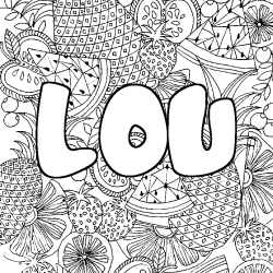 Dibujo para colorear LOU - decorado mandala de frutas