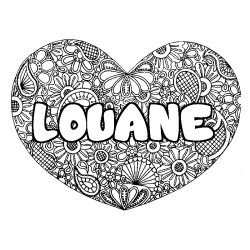 Coloración del nombre LOUANE - decorado mandala de corazón