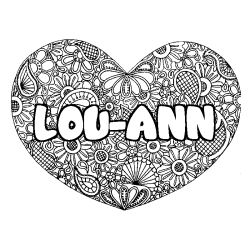 Coloración del nombre LOU-ANN - decorado mandala de corazón