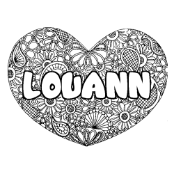 Coloración del nombre LOUANN - decorado mandala de corazón