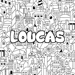 Coloración del nombre LOUCAS - decorado ciudad