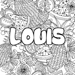 Coloración del nombre LOUIS - decorado mandala de frutas