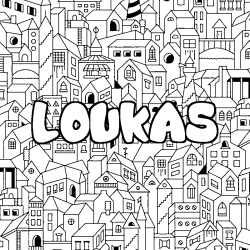 Coloración del nombre LOUKAS - decorado ciudad