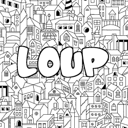 Coloración del nombre LOUP - decorado ciudad