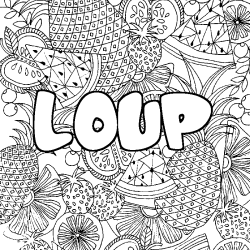 Coloración del nombre LOUP - decorado mandala de frutas