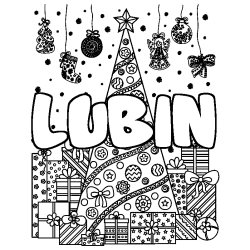 Coloración del nombre LUBIN - decorado árbol de Navidad y regalos