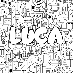 Coloración del nombre LUCA - decorado ciudad