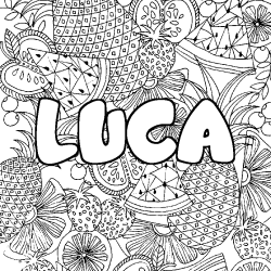 Coloración del nombre LUCA - decorado mandala de frutas