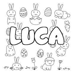 Coloración del nombre LUCA - decorado Pascua