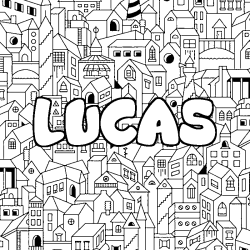 Coloración del nombre LUCAS - decorado ciudad