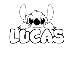 Coloración del nombre LUCAS - decorado Stitch