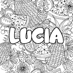 Coloración del nombre LUCIA - decorado mandala de frutas