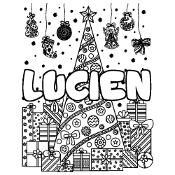 Coloración del nombre LUCIEN - decorado árbol de Navidad y regalos