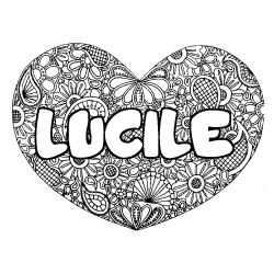 Coloración del nombre LUCILE - decorado mandala de corazón