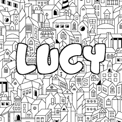 Dibujo para colorear LUCY - decorado ciudad