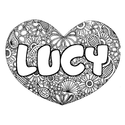 Dibujo para colorear LUCY - decorado mandala de coraz&oacute;n