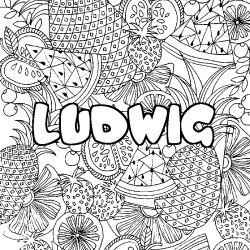 Coloración del nombre LUDWIG - decorado mandala de frutas