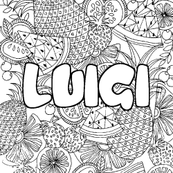 Coloración del nombre LUIGI - decorado mandala de frutas