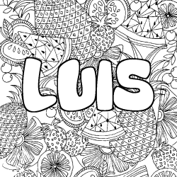 Coloración del nombre LUIS - decorado mandala de frutas