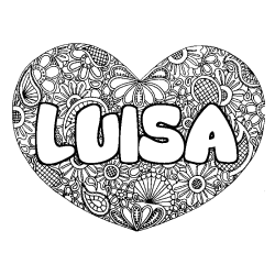 Coloración del nombre LUISA - decorado mandala de corazón