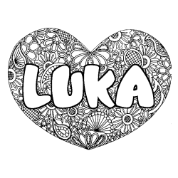 Coloración del nombre LUKA - decorado mandala de corazón