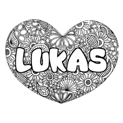 Coloración del nombre LUKAS - decorado mandala de corazón